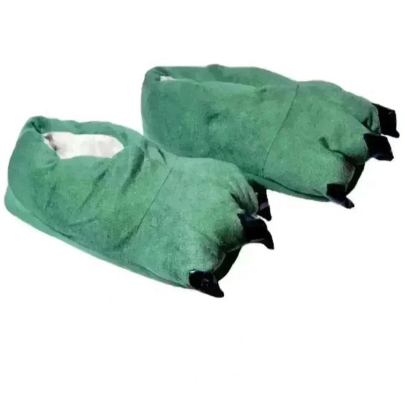 DINOSAUR Paws Costume Womans GREEN COMFY Slippers Non-Slip Shoes size Med (7-8) - Picture 3 of 6